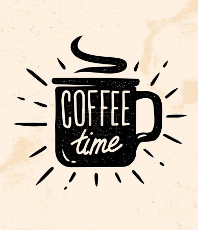 Kaffeezeit Zitat Grafiken, Logos, Etiketten und Abzeichen. Vektorillustration