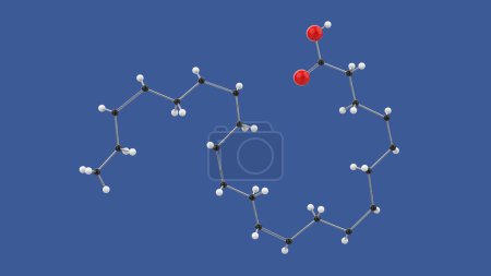 Docosahexaensäure, Omega 3 DHA, 3D-Molekülstruktur, auf blauem Hintergrund, 3D-Darstellung