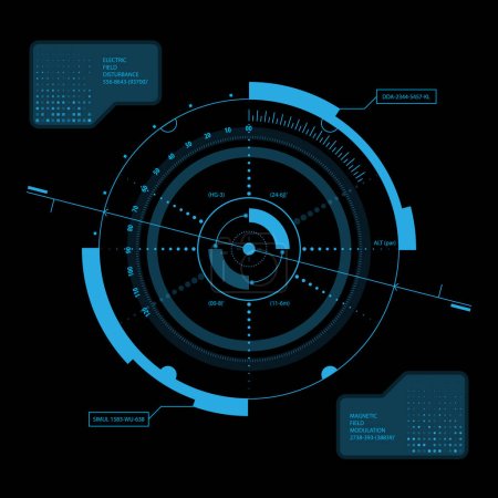 Illustration for Sci fi futuristic user interface HUD. Blue virtual touch screen. Vector illustration. - Royalty Free Image