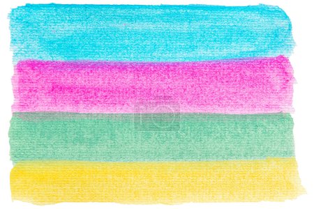 Photo for Cutout watercolor. Blue, Pink, Green and Yellow watercolor on paper background. - Royalty Free Image