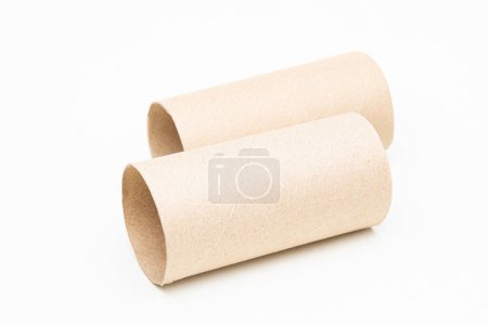Photo for Cutout empty toilet paper rolls. Toilet paper core, Toilet roll core, Toilet paper tube. Paper waste for recycling. - Royalty Free Image