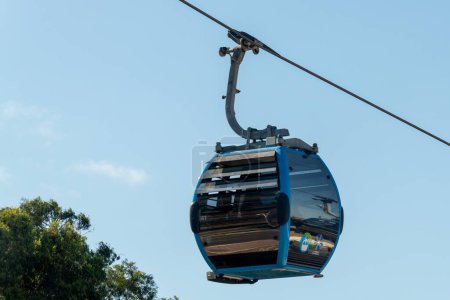 Photo for Haifa, Israel August 26, 2022 One cable car going up to the University of Haifa in Israel. - Royalty Free Image