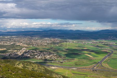 Photo for View of the Jezreel Valley from the Carmel Mountain at Muhraqa viewpoint. - Royalty Free Image