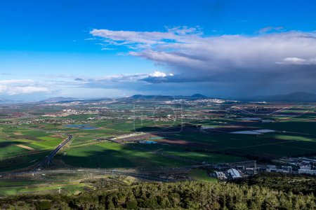 Photo for View of the Jezreel Valley from the Carmel Mountain at Muhraqa viewpoint. - Royalty Free Image