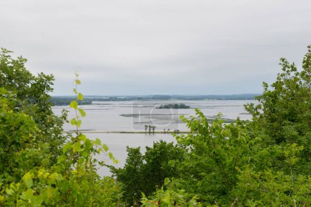 Téléchargez les photos : Vue du lac et des arbres dans le parc d'État de Maplewood en été près de Pelican Rapids, Minnesota. - en image libre de droit