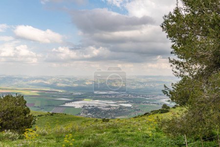 Photo for View of the Harod Valley and Jezreel Valley from the Gilboa Mountain range in Israel. - Royalty Free Image