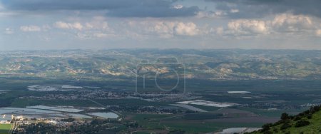 View of the Harod Valley and Jezreel Valley from the Gilboa Mountain range in Israel.