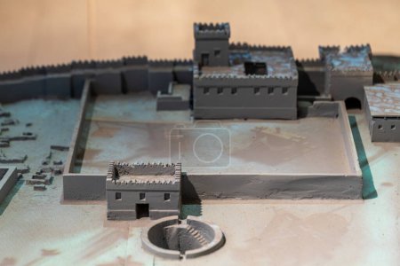 Photo for Megiddo, Israel May 2, 2024 Close up of part of the model of Tel Megiddo ancient city at the museum in the visitor's center at Tel Megiddo National Park in Israel - Royalty Free Image