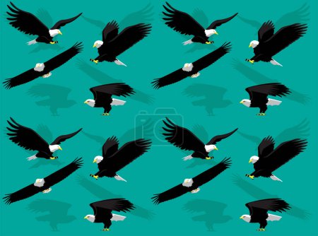Ilustración de Animal pájaro calvo águila volando posa lindo personaje de dibujos animados sin costuras fondo de pantalla - Imagen libre de derechos
