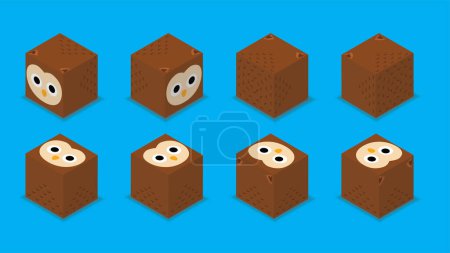 Illustration for Animal Dice 3D Character Animal Owl Cartoon Vector - Royalty Free Image