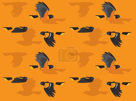 Téléchargez les illustrations : Oiseau Baltimore Oriole Voler caractère sans couture fond d'écran - en licence libre de droit