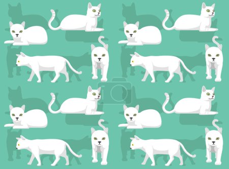 Illustration for Cat Burmilla Poses Cute Character Seamless Wallpaper Background - Royalty Free Image
