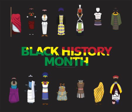 Ilustración de Historia negra Mes Traje africano Tribu Fondo Vector - Imagen libre de derechos
