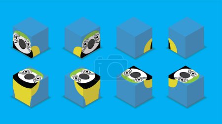 Animal Dice 3D Character Blue and Yellow Macaw Parrot Cartoon Vector
