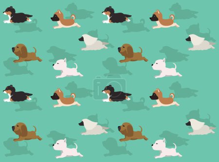 Ilustración de Dog Side Walking Bloodhound Akita Afghan Hound Pitbull Terrieer Cartoon Character Seamless Wallpaper Background - Imagen libre de derechos