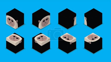 Illustration for Animal Dice 3D Character Capuchin Monkey Cartoon Vector - Royalty Free Image
