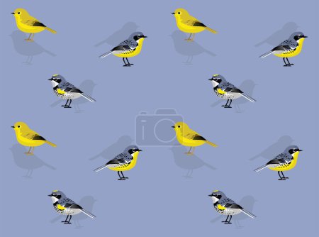 Illustration for Bird Yellow Warbler Cartoon Character Seamless Wallpaper Background - Royalty Free Image