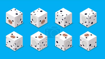Illustration for Animal Dice 3D Character Animal Spotted Pig Cartoon Vector - Royalty Free Image
