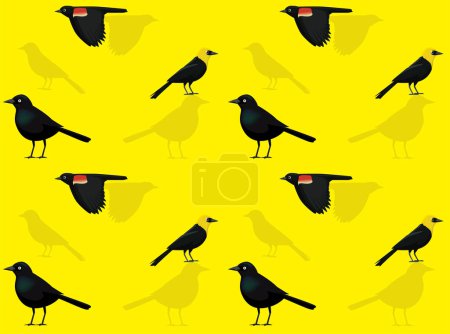 Ilustración de Aves aves aves dibujos animados poses sin costuras fondo de pantalla - Imagen libre de derechos