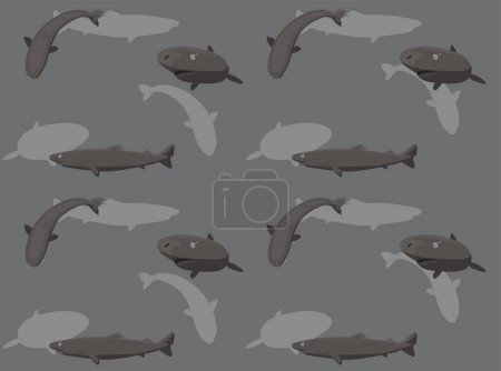 Illustration for Greenland Shark Cartoon Poses Seamless Wallpaper Background - Royalty Free Image