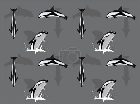 Téléchargez les illustrations : Sablier dauphin bande dessinée pose sans couture fond d'écran - en licence libre de droit
