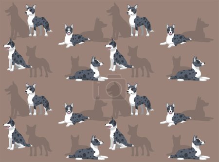 Illustration for Dog Koolie Cute Cartoon Poses Seamless Wallpaper Background - Royalty Free Image