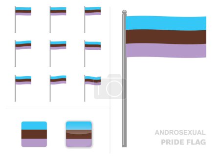 Ilustración de Androsexual Orgullo Bandera ondeando Animación App icono Vector - Imagen libre de derechos
