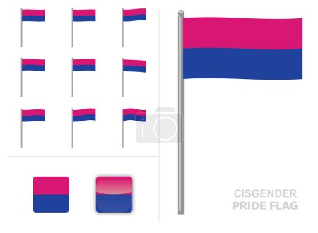 Ilustración de Cisgender Orgullo Bandera ondeando Animación App icono Vector - Imagen libre de derechos