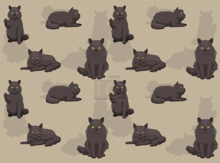 Illustration for Cat Nebelung Cartoon Seamless Wallpaper Background - Royalty Free Image