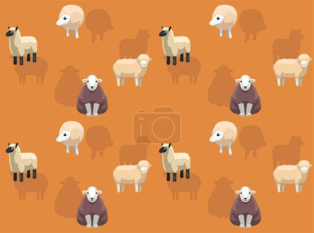 Illustration for Various Sheep Breeds Cartoon Seamless Wallpaper Background - Royalty Free Image