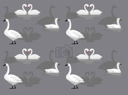 Illustration for Bird US Swan Set Cartoon Seamless Wallpaper Background - Royalty Free Image
