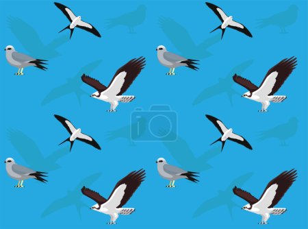 Bird Osprey Kite Set Cartoon Seamless Wallpaper Background