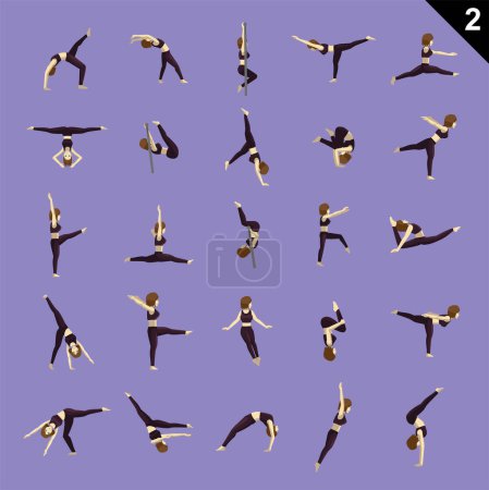 Illustration for Gymnastic Poses Woman Cartoon Vector Illustration Set 2 - Royalty Free Image