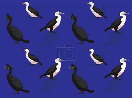 Illustration for Bird Shag Cormorant Cartoon Cute Seamless Wallpaper Background - Royalty Free Image