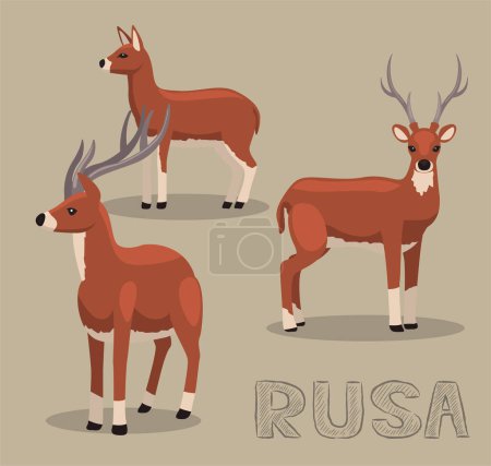 Illustration for Deer Rusa Cartoon Vector Illustration - Royalty Free Image