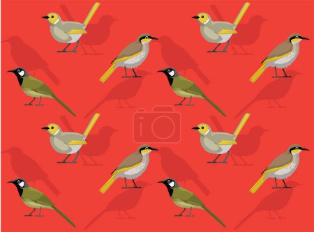 Illustration for Bird Honeyeater Cartoon Cute Seamless Wallpaper Background - Royalty Free Image