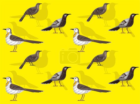 Illustration for Bird Wattlebird Cartoon Cute Seamless Wallpaper Background - Royalty Free Image