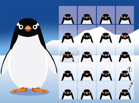 Ilustración de Gentoo Penguin Cartoon Emoción caras Vector Ilustración - Imagen libre de derechos