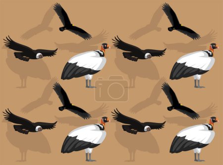 Téléchargez les illustrations : Oiseau roi vautour andin condor mignon fond sans couture - en licence libre de droit