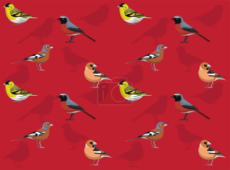 Ilustración de Bird Siskin Chaffinch Hawfinch Redstart Europe Lindo fondo de pantalla sin costuras - Imagen libre de derechos