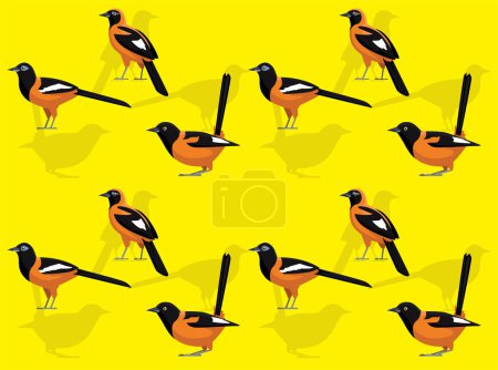 Téléchargez les illustrations : Oiseau Troupial mignon fond d'écran sans couture - en licence libre de droit