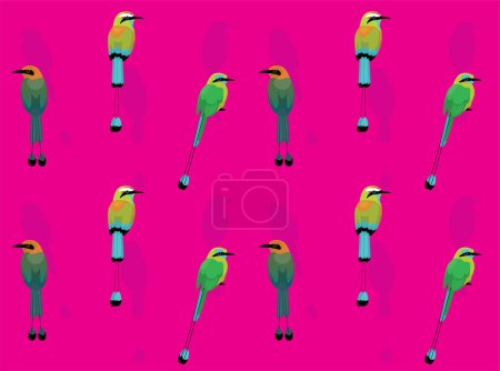 Téléchargez les illustrations : Oiseau Motmot mignon fond d'écran sans couture - en licence libre de droit