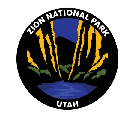 Ilustración de Zion National Park Utah Vector Logo - Imagen libre de derechos