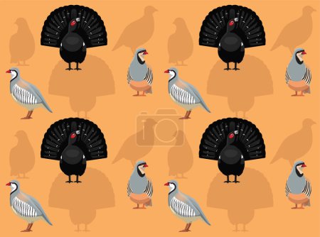 Illustration for Bird Capercallie Partridge Cute Seamless Wallpaper Background - Royalty Free Image
