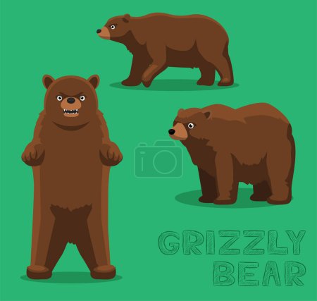 Téléchargez les illustrations : Illustration vectorielle de bande dessinée marron grizzli - en licence libre de droit