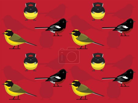 Bird Whitestart Redstart Cute Seamless Wallpaper Background