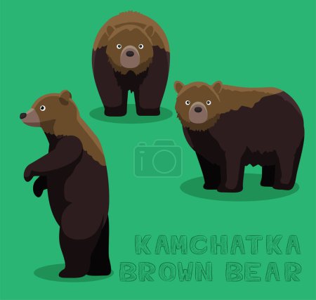 Téléchargez les illustrations : Illustration vectorielle de bande dessinée de l'ours brun du Kamchatka - en licence libre de droit