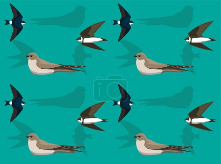 Bird Swallow Martin Cute Seamless Wallpaper Background