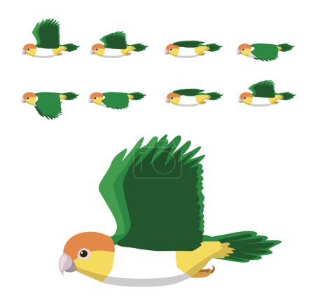 Bird Parrot Caique Yellow-Tailed Flying Animation Sequence Cartoon Vector
