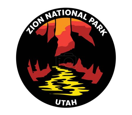Ilustración de Zion National Park Utah Vector Logo Sunset Tunnel - Imagen libre de derechos